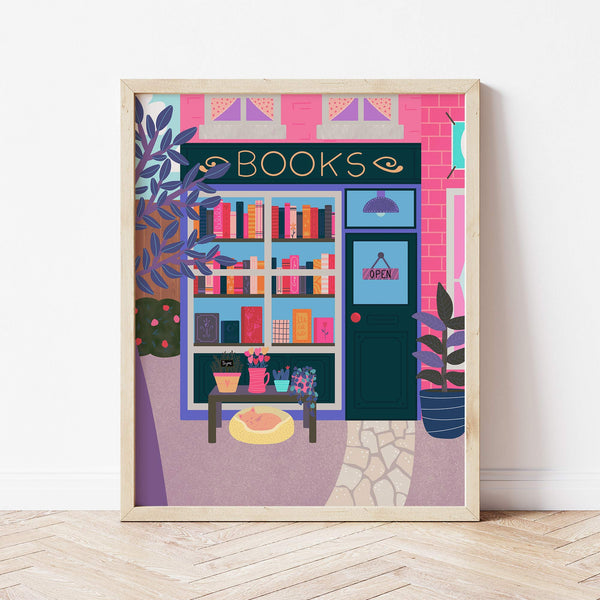 Art Print: Book Store Pink