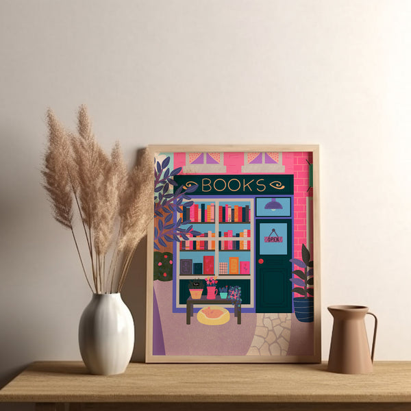 Art Print: Book Store Pink