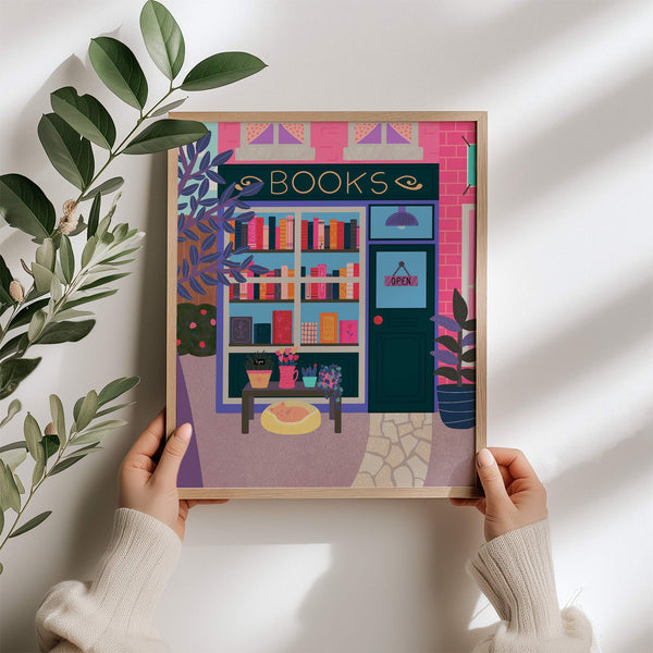 Art Print: Book Store Pink