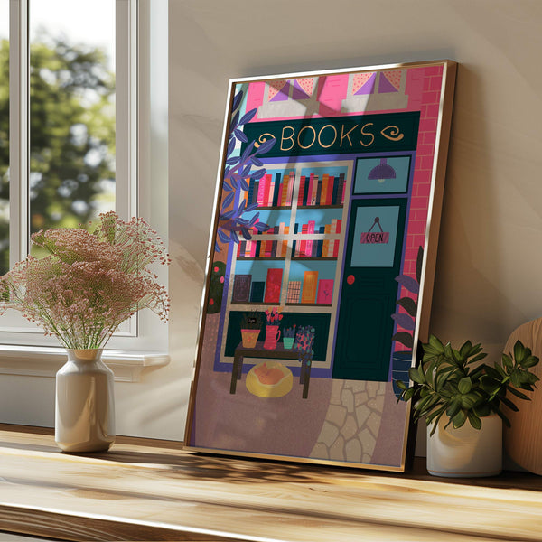 Art Print: Book Store Pink