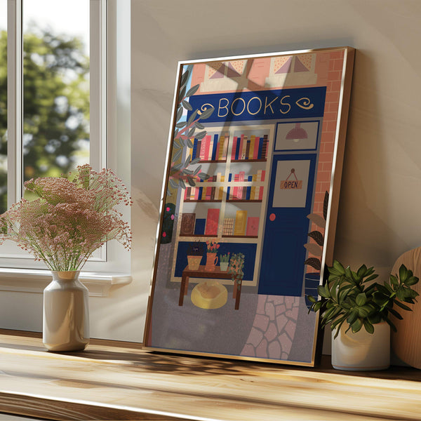 Art Print: Book Store Blue