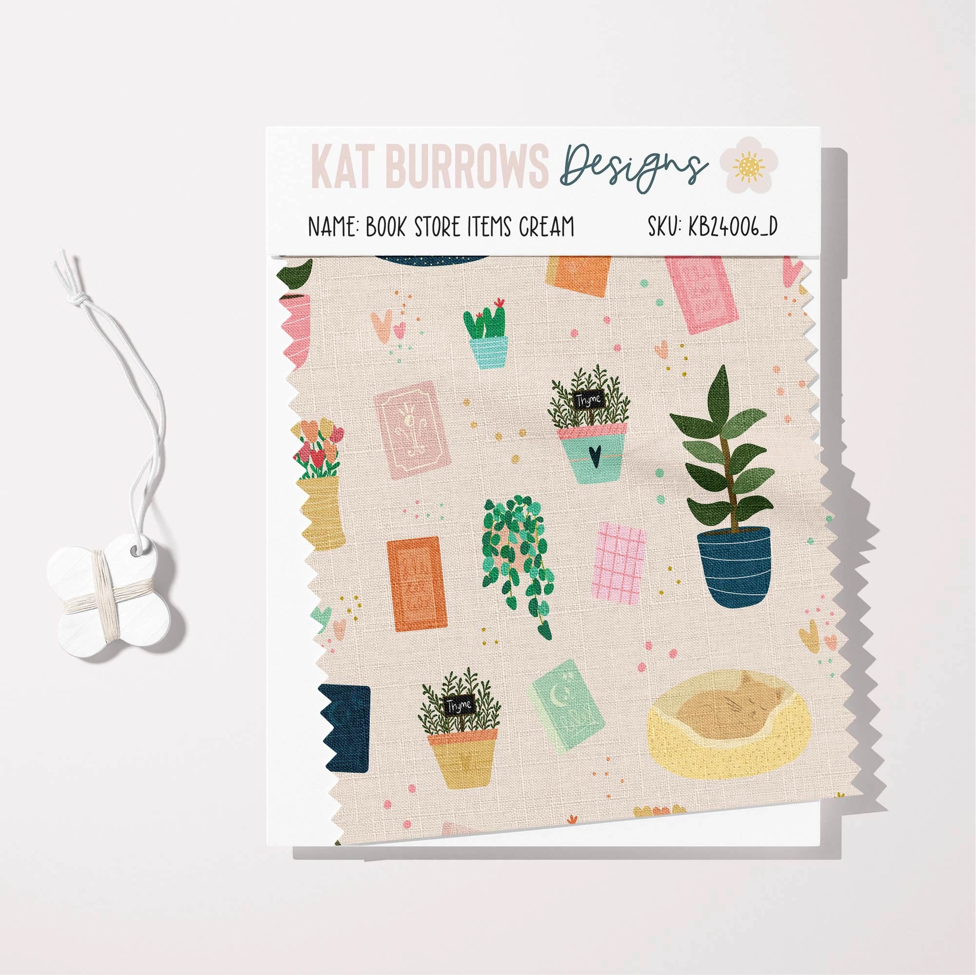 Digital Seamless Pattern: Book Store Items Cream