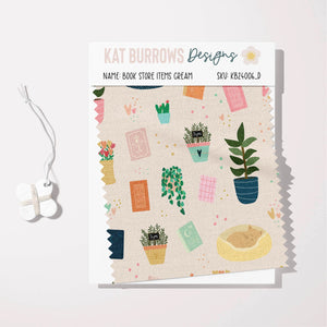 Digital Seamless Pattern: Book Store Items Cream