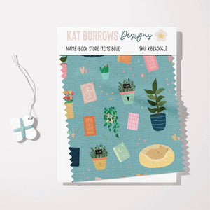Digital Seamless Pattern: Book Store Items Blue