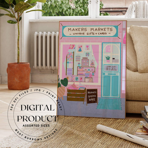 Digital Art Print: Makers Market Bright