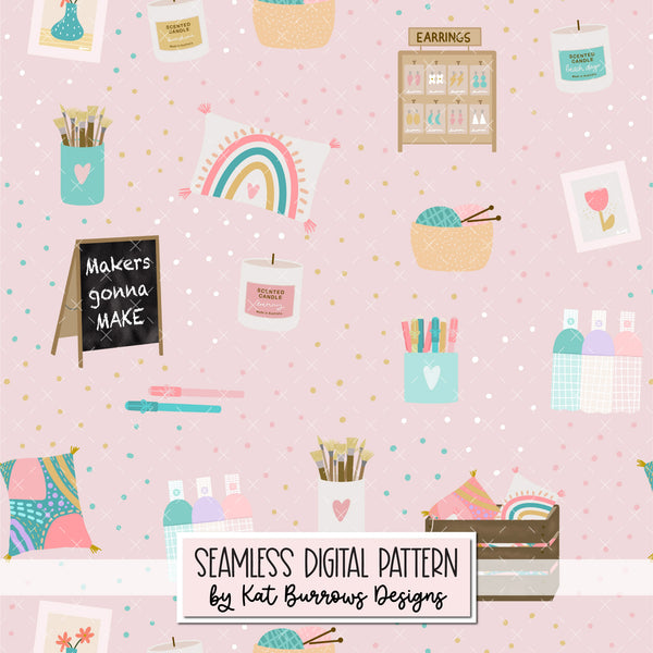 Digital Seamless Pattern: Makers Market Items