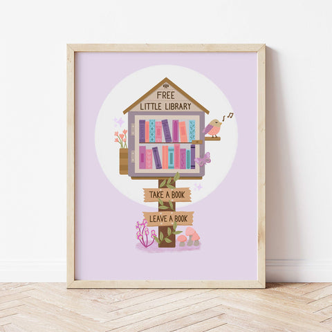 Art Print: Little Library Purple