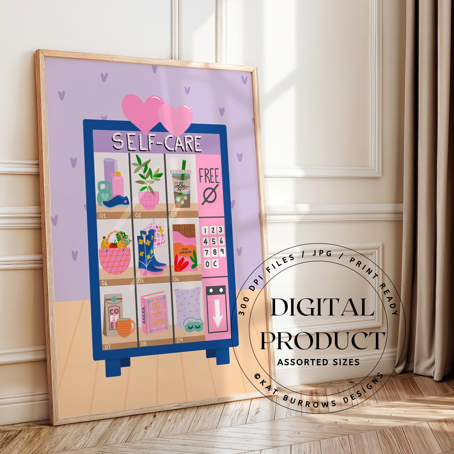 Digital Art Print: Self-Care Vending Machine Blue