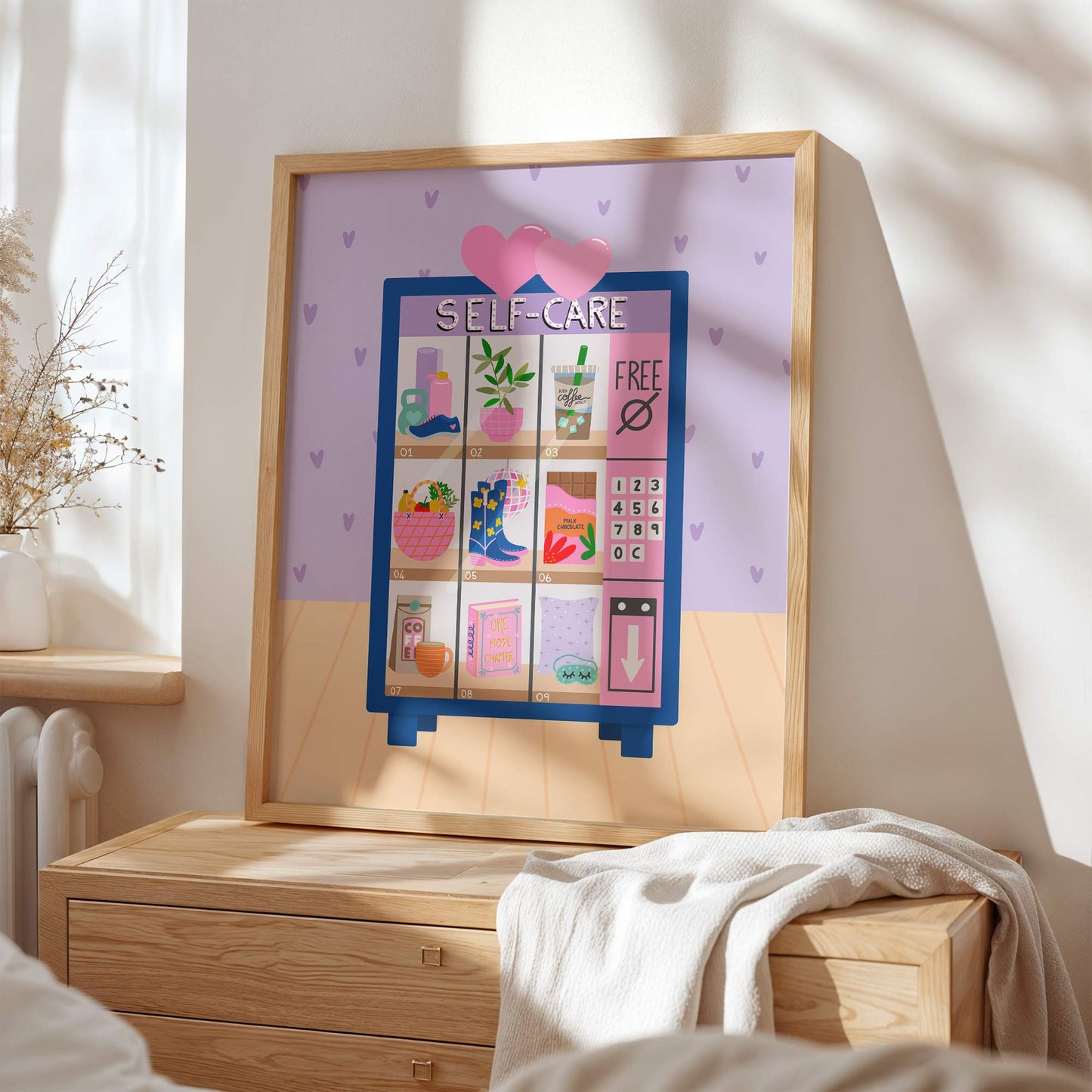 Digital Art Print: Self-Care Vending Machine Blue