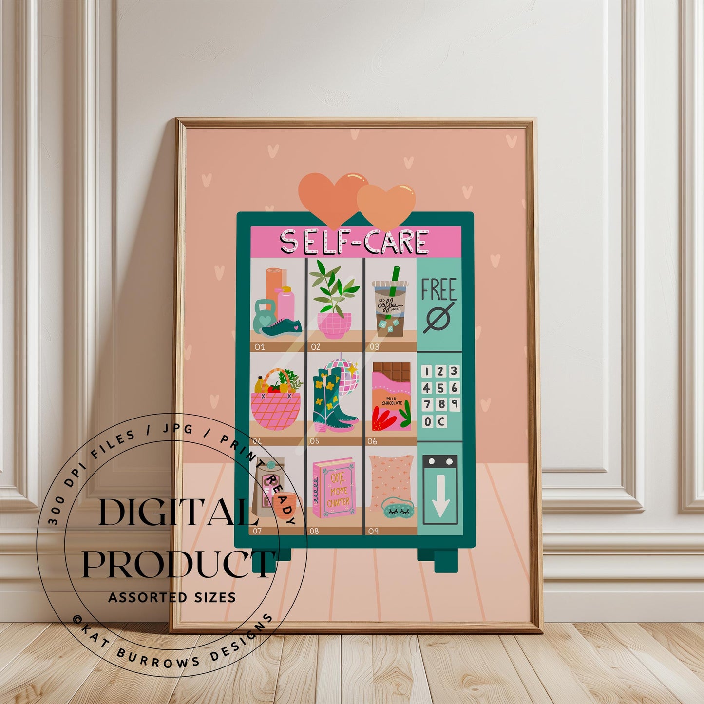 Digital Art Print: Self-Care Vending Machine Green