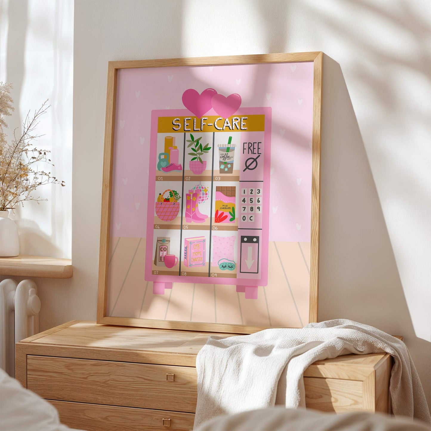 Digital Art Print: Self-Care Vending Machine Pink