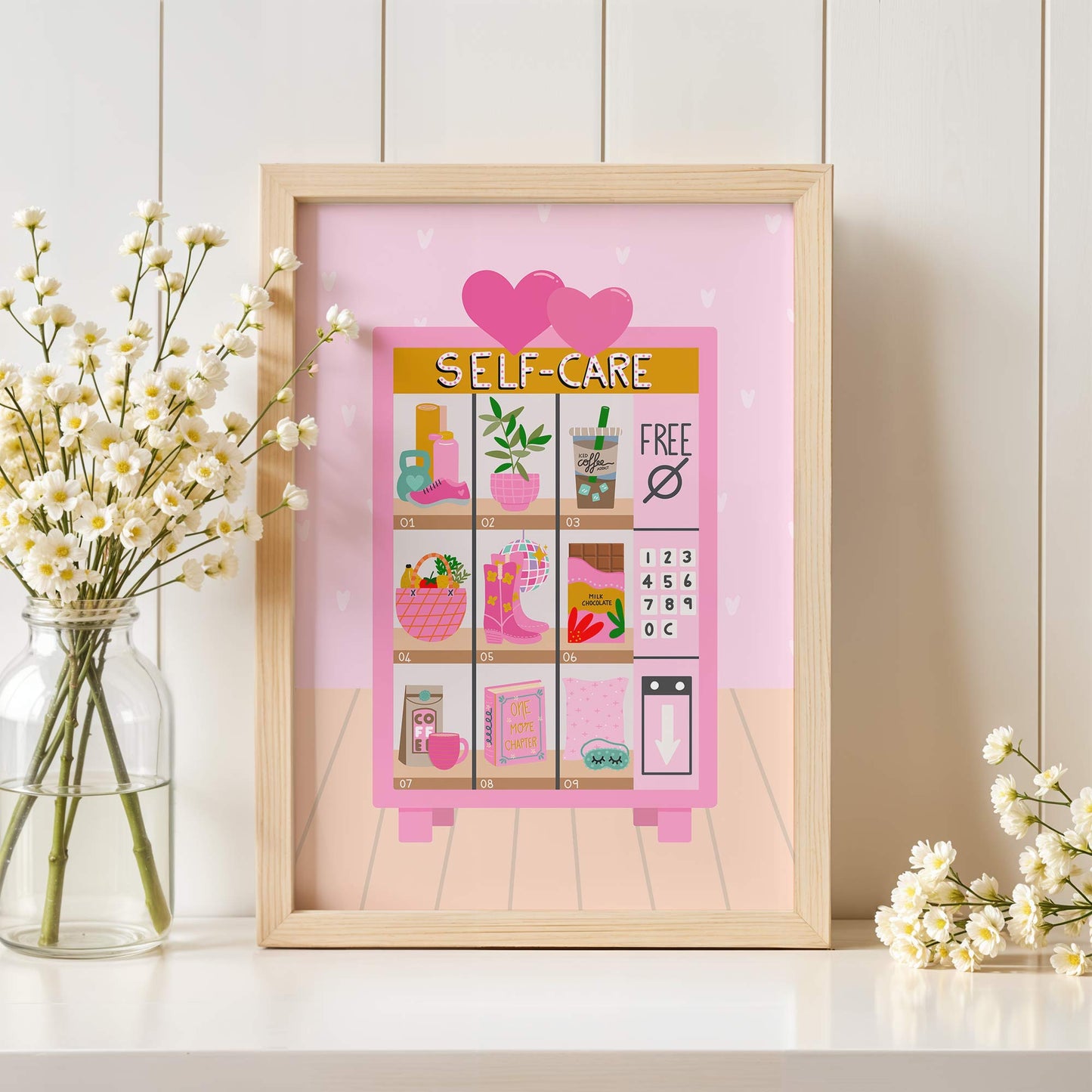 Digital Art Print: Self-Care Vending Machine Pink