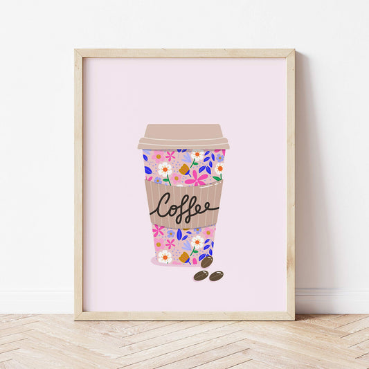 Art Print: Pink Takeaway Coffee Cup