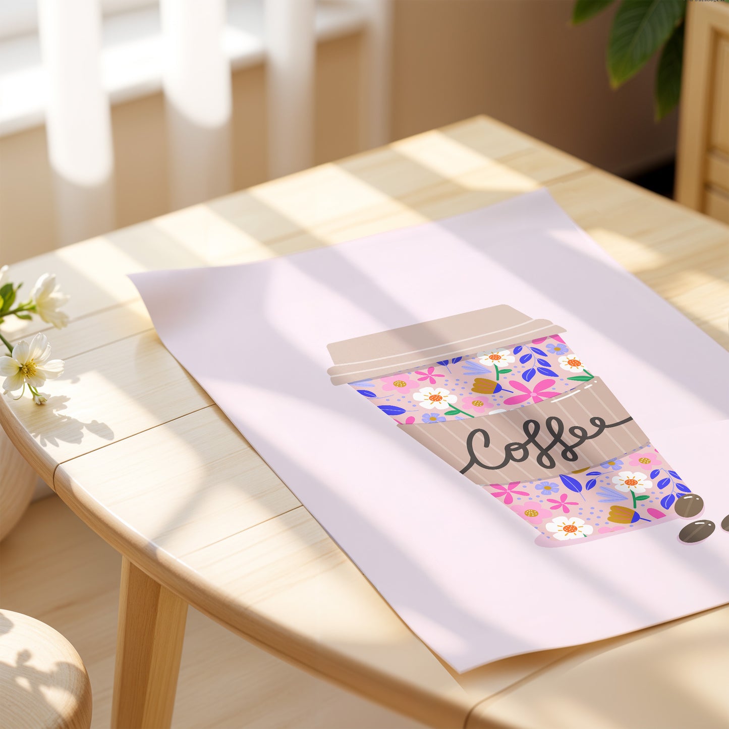 Art Print: Pink Takeaway Coffee Cup