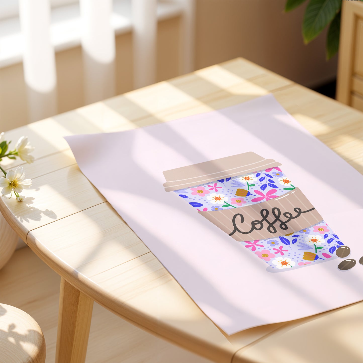 Art Print: Lilac Takeaway Coffee Cup