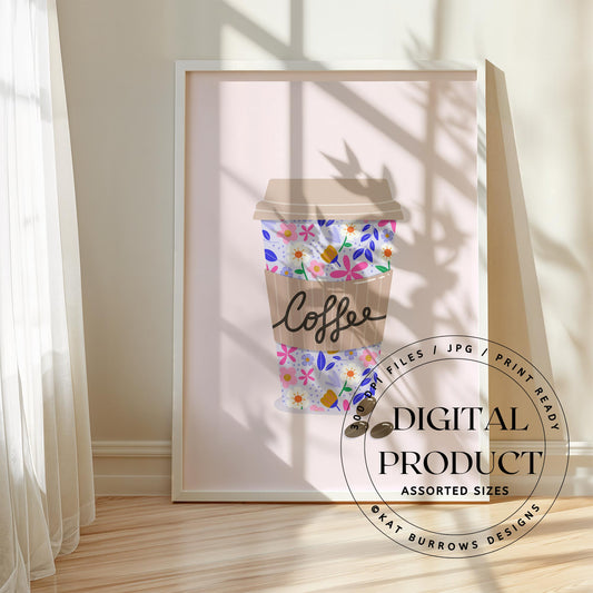 Digital Art Print: Takeaway Coffee Cup Lilac