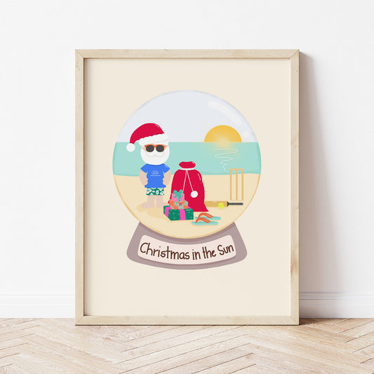 Art Print: Aussie Santa Globe
