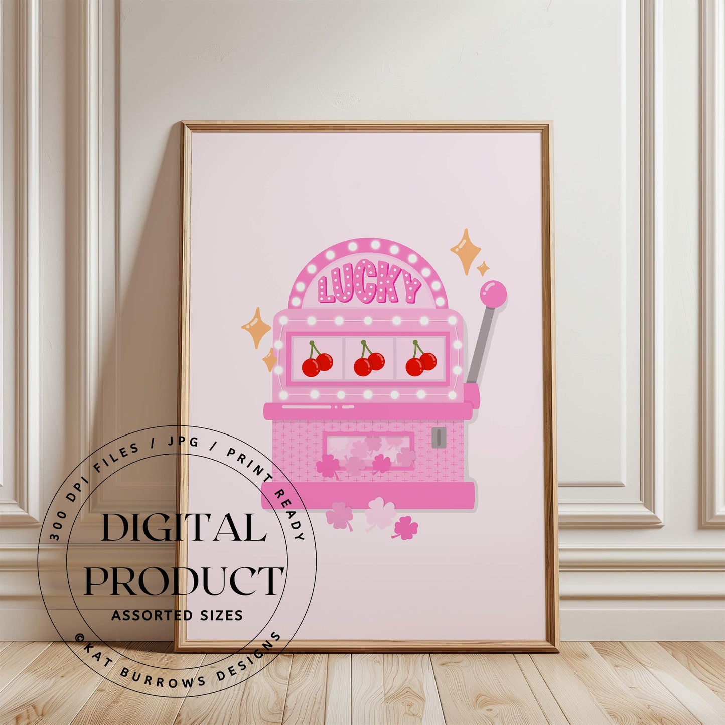 Digital Art Print: Lucky Slots Machine