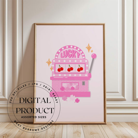 Digital Art Print: Lucky Slots Machine