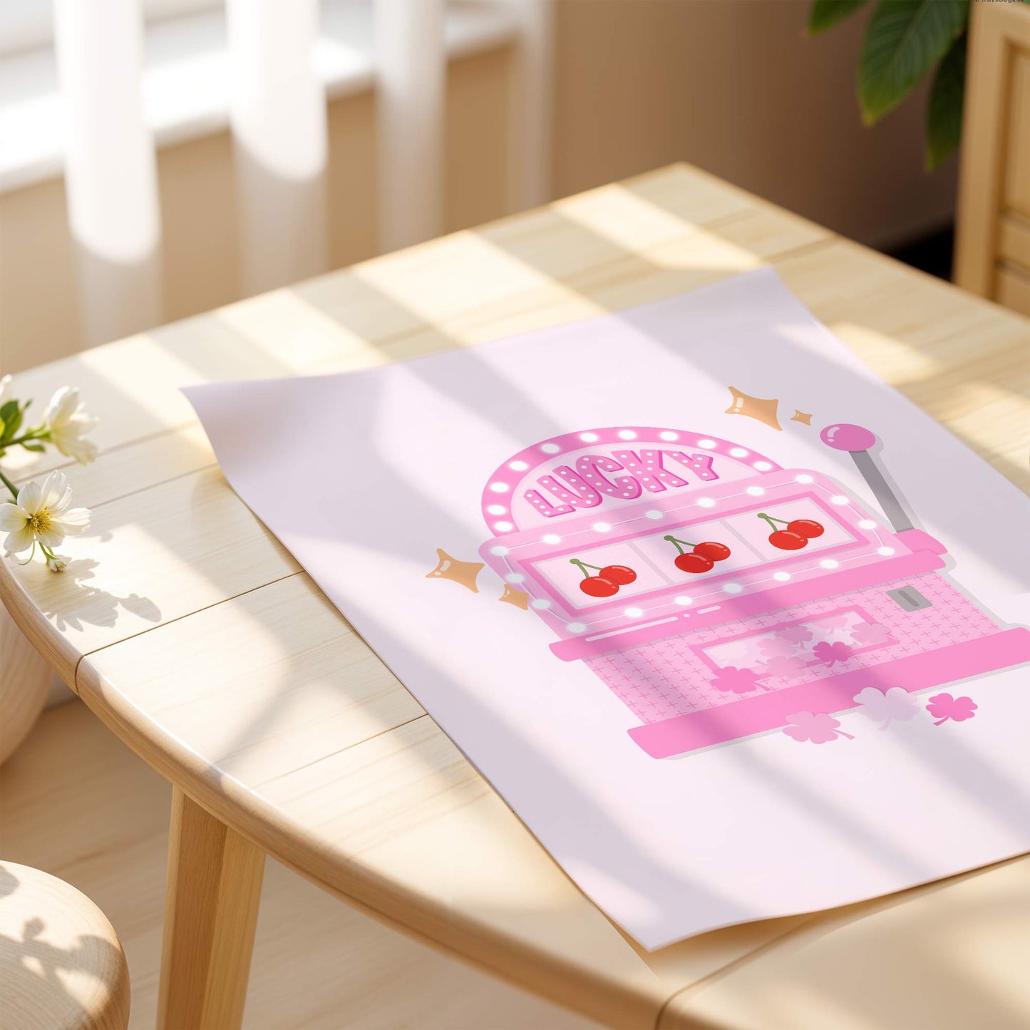 Digital Art Print: Lucky Slots Machine