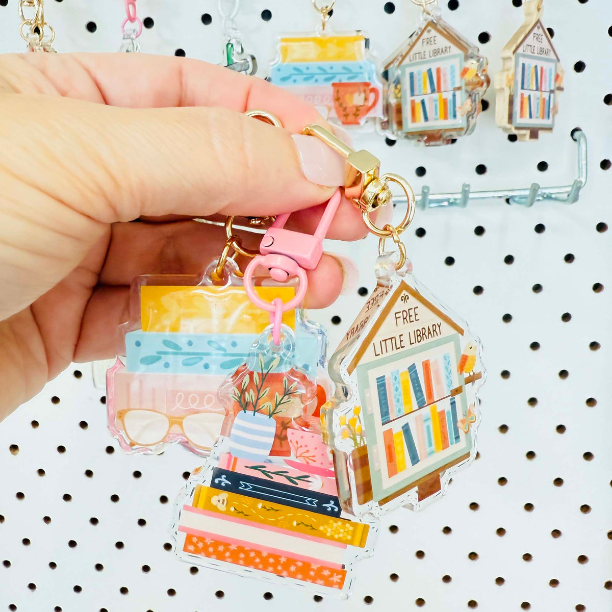 Keychain Note Books Stack of Books Acrylic Keychain, Book Lover Keyring for your Keys or ...