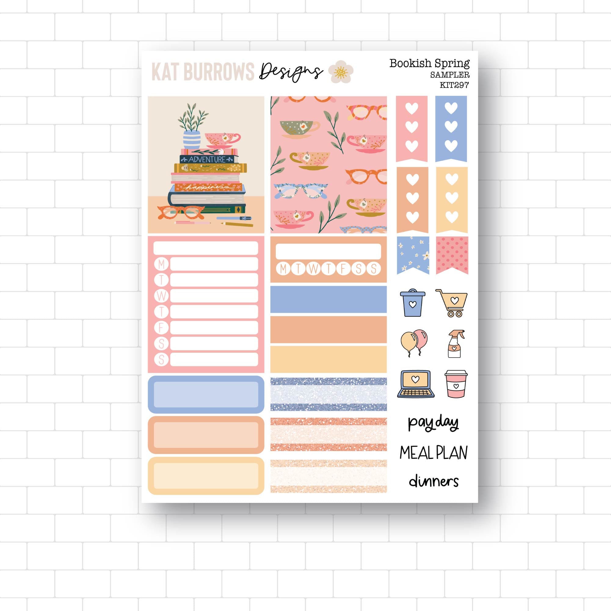 Bookish Spring Sampler Weekly Kit Planner Stickers, Book Lover Stickers ...