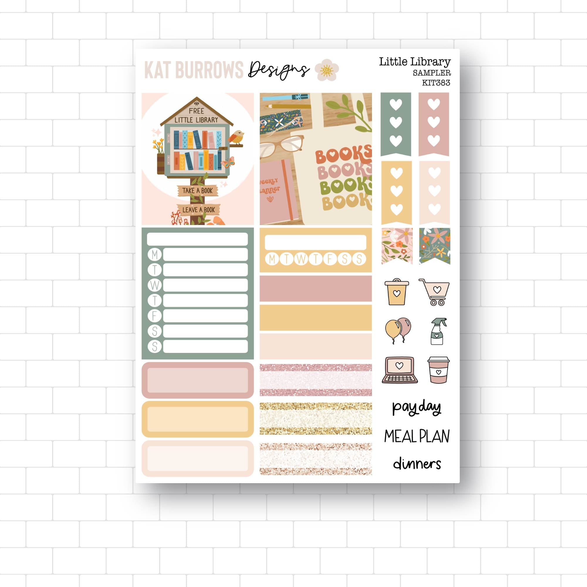 Little Library Sampler Weekly Kit Planner Stickers, Bookish Stickers ...