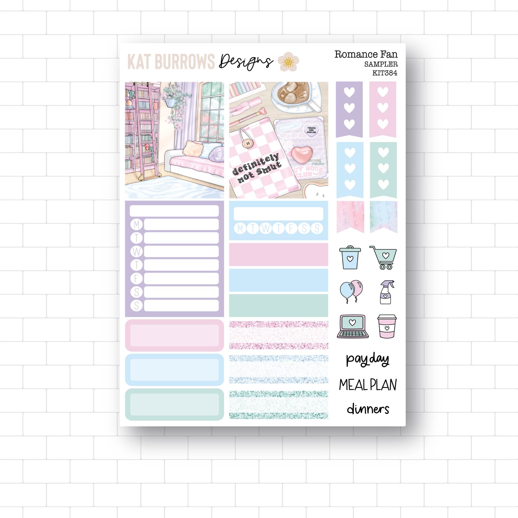 Romance Fan Sampler Weekly Kit Planner Stickers, Bookish Stickers for ...