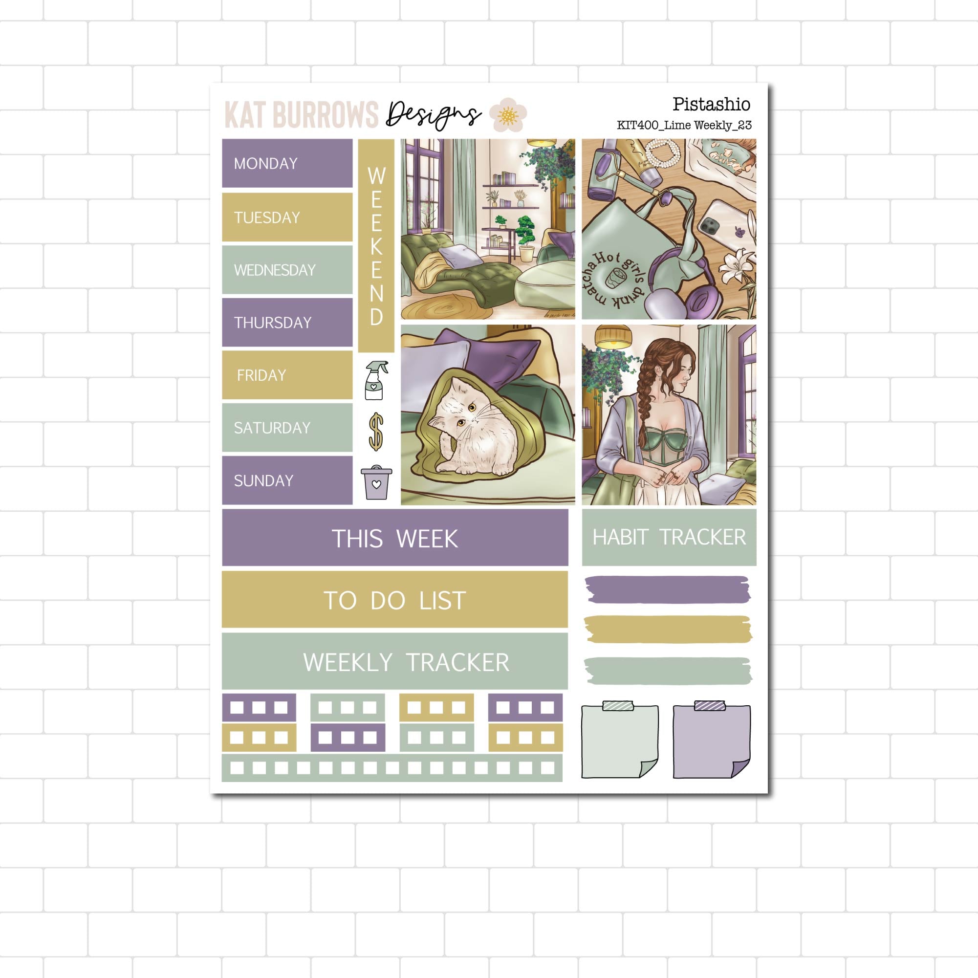 Pistachio Lime Weekly Sticker Kit, Green Sticker Kit for the Lime ...