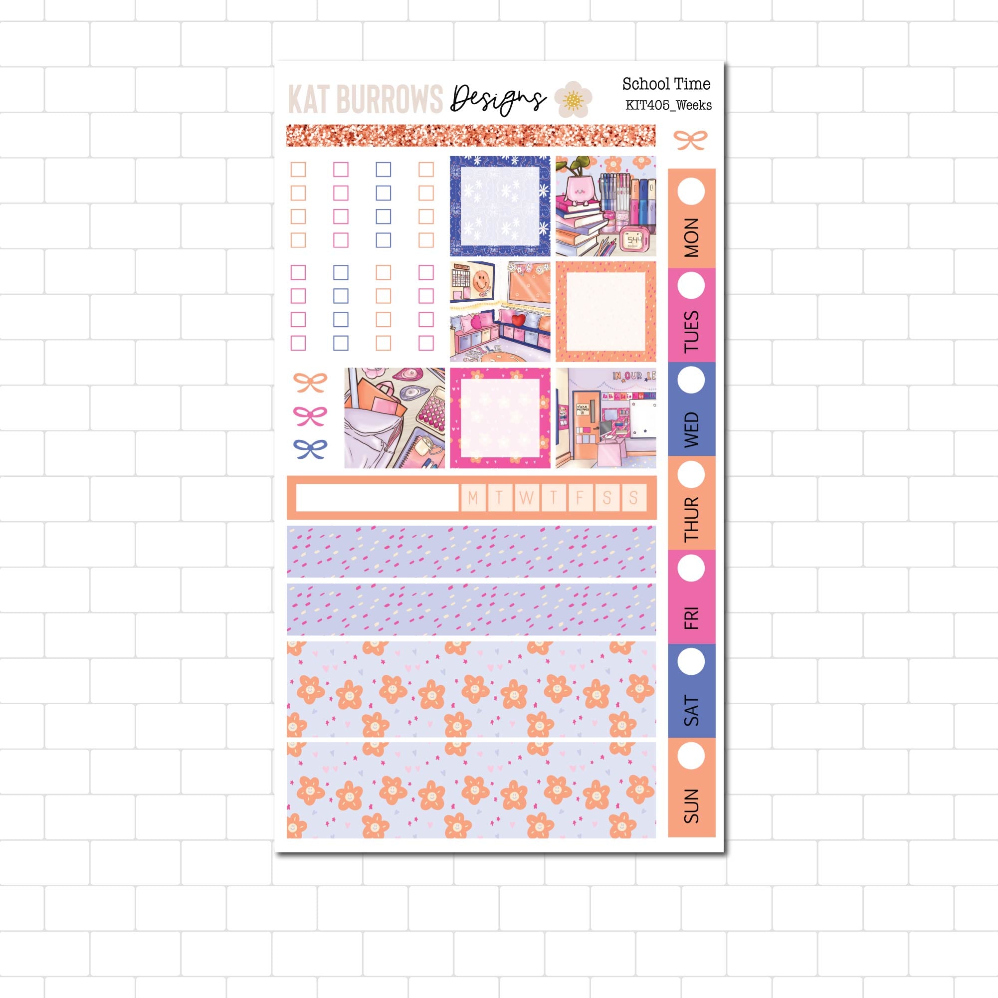 School Time Hobonichi Weeks Sticker Kit and suits the Lime Mini Weeks ...