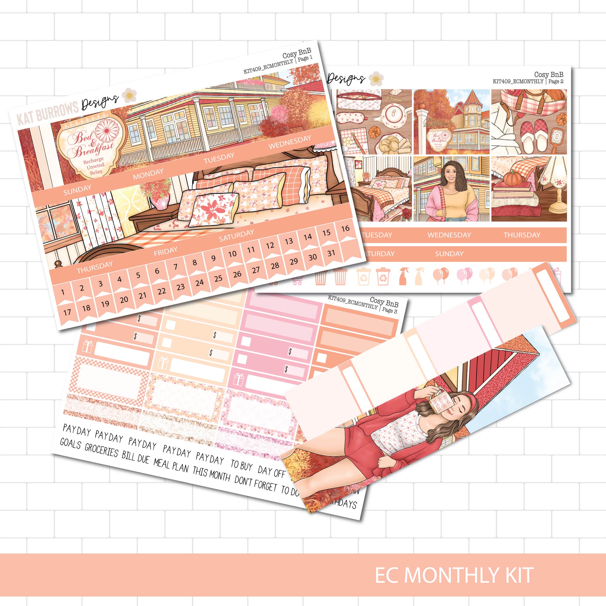 Cosy BnB EC Monthly Kit Planner Stickers for the Erin Condren Planner ...