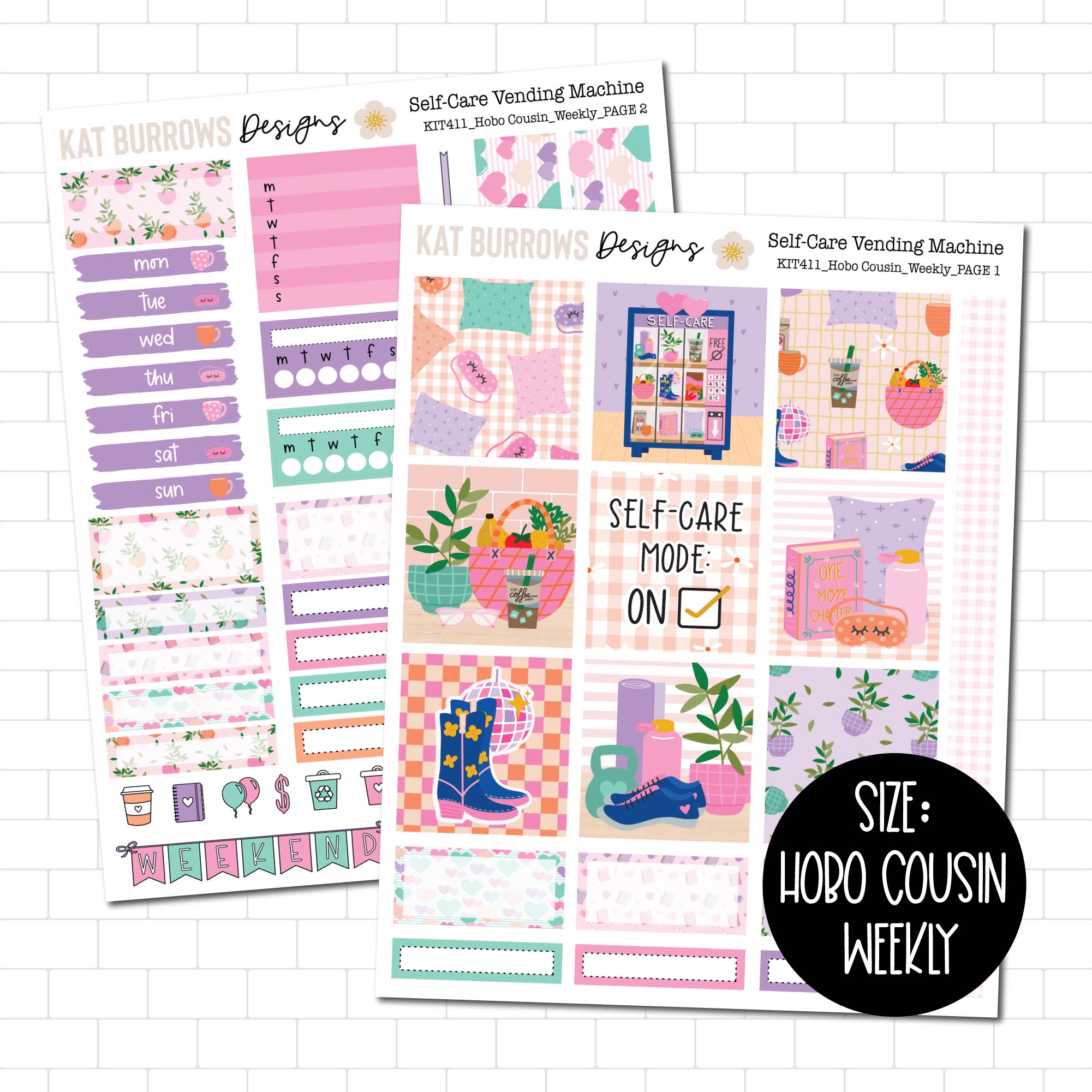Self-Care Vending Machine Hobonichi Cousin Weekly Sticker Kit for your ...