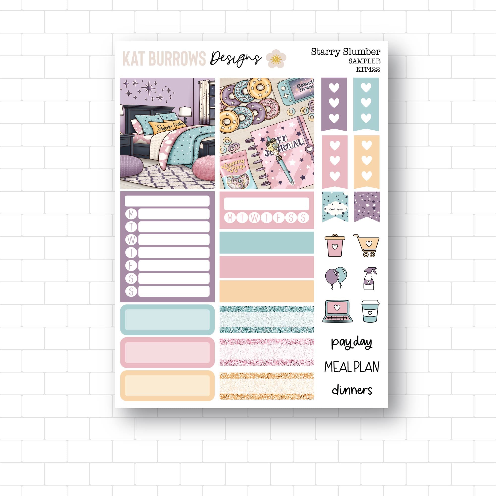 Starry Slumber Sampler Weekly Kit Planner Stickers, Sampler Stickers ...