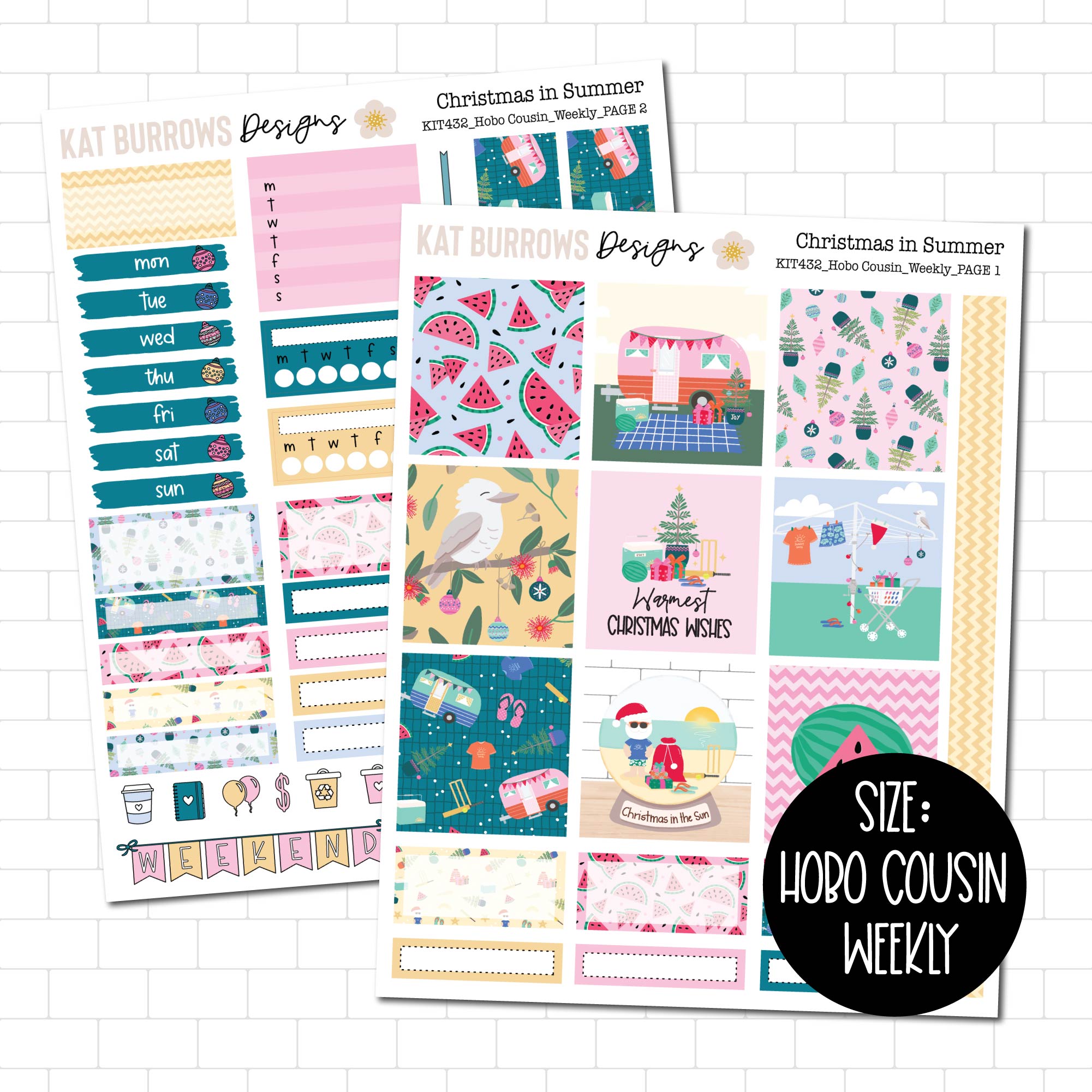 Christmas in Summer Hobonichi Cousin Weekly Sticker Kit for your ...