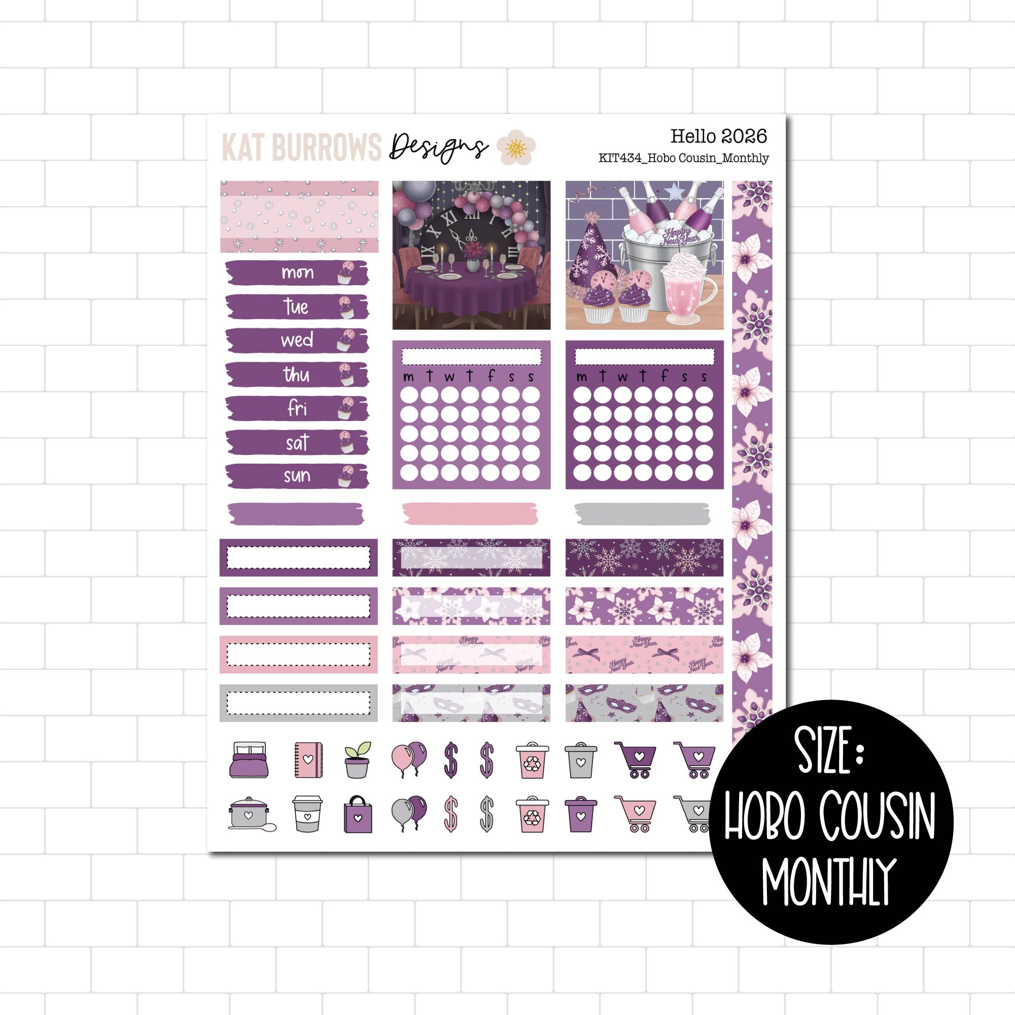 Hello 2026 Hobonichi Cousin Monthly Sticker Kit for your Planner – Kat ...