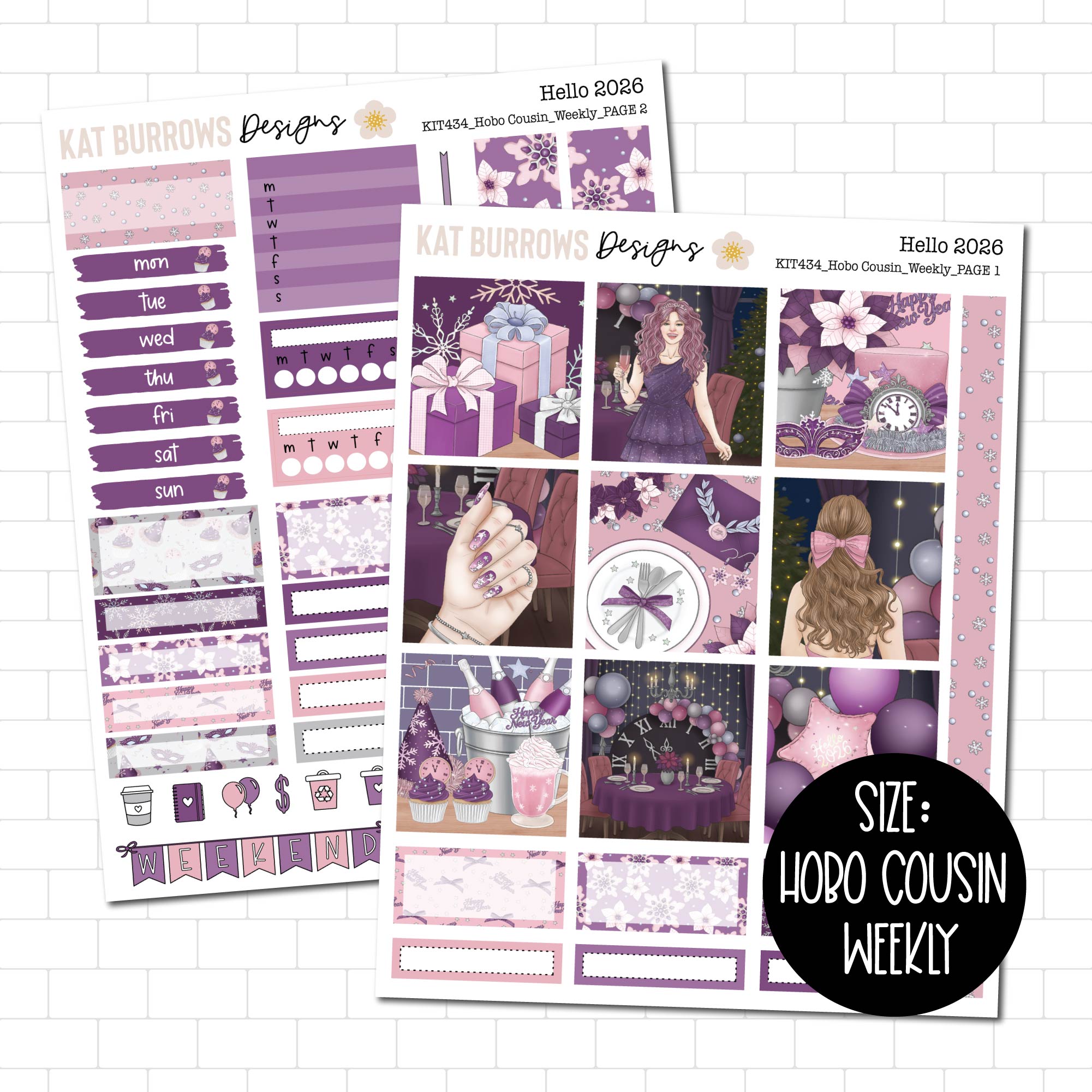 Hello 2026 New Years Hobonichi Cousin Weekly Sticker Kit for your ...