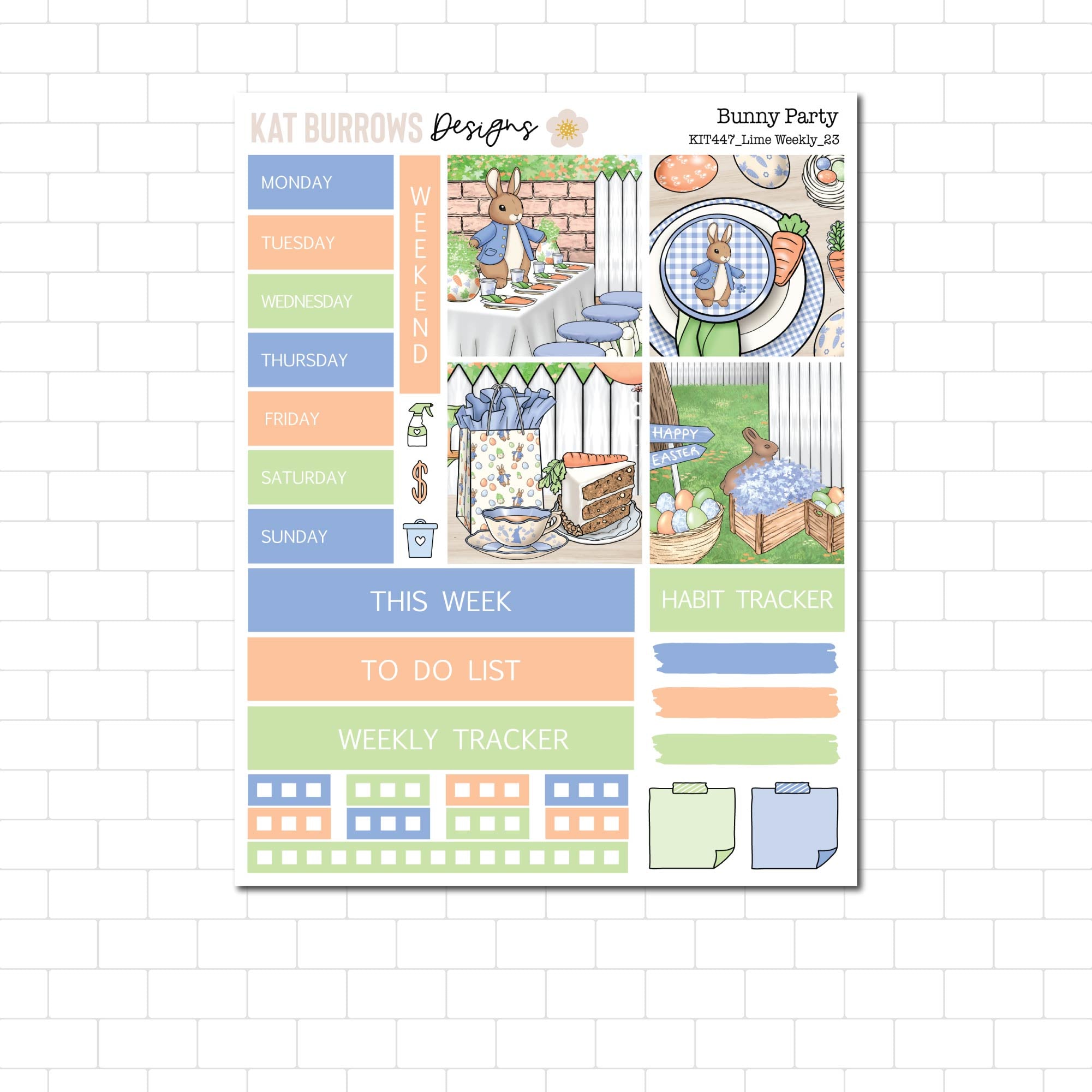 Bunny Party Lime Weekly Sticker Kit, Easter Sticker Kit for the Lime ...