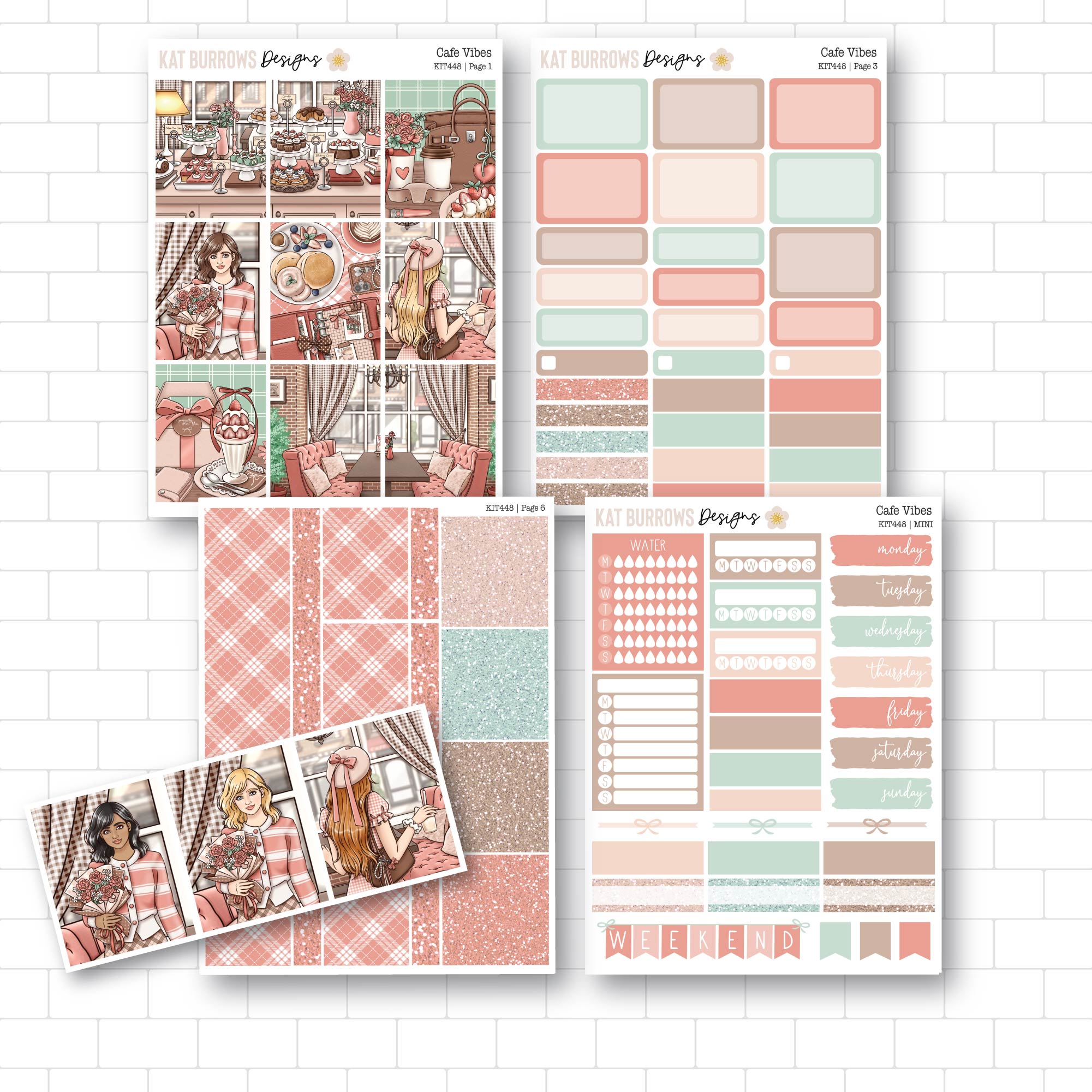 Cafe Vibes Planner Stickers, Mini Kit Planner Stickers, Cafe Stickers ...