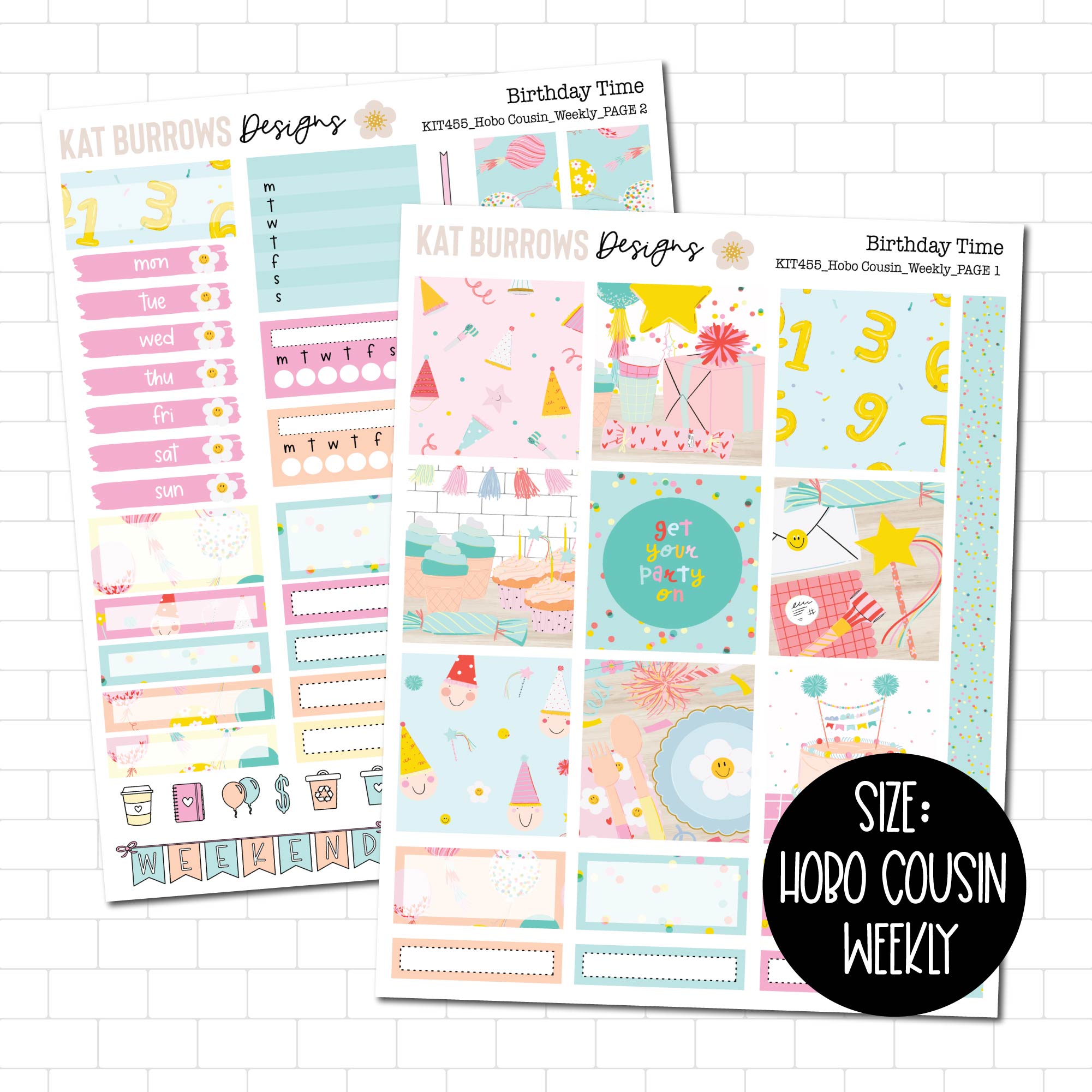 Birthday Time Hobonichi Cousin Weekly Sticker Kit for your Planner ...