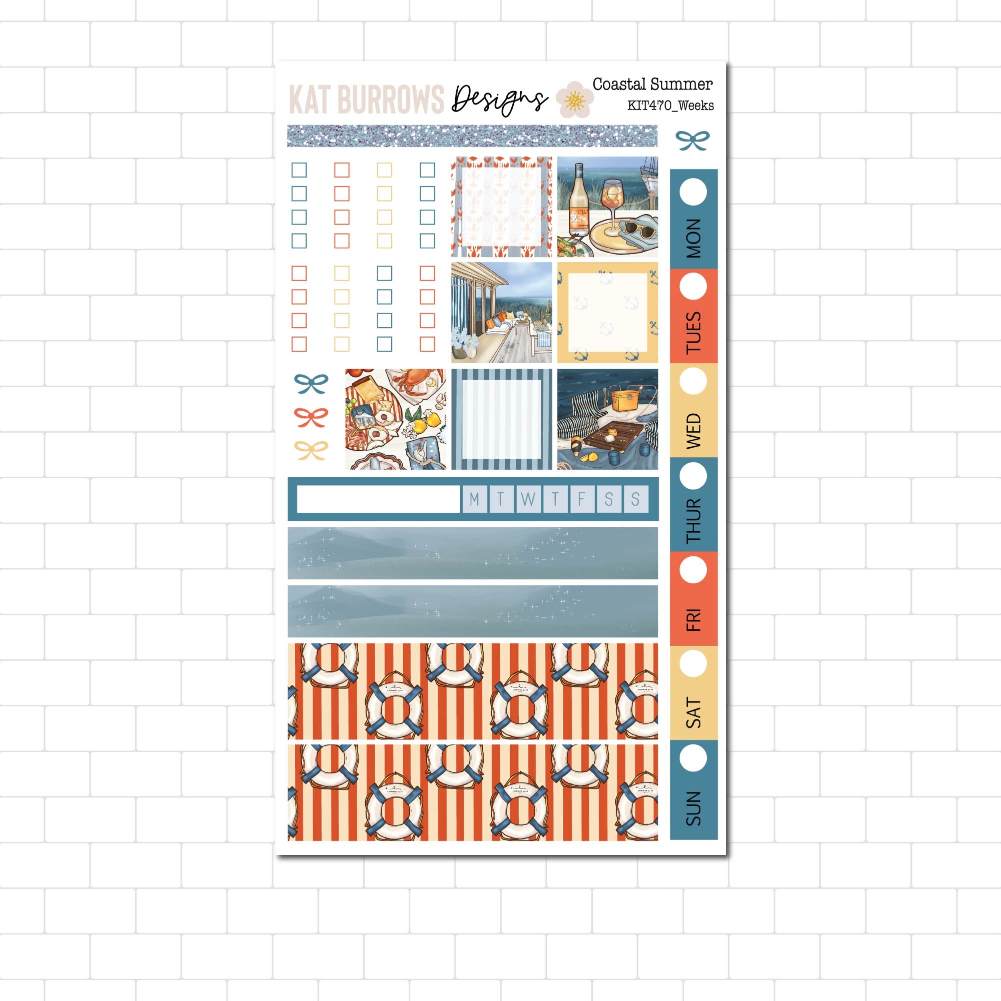 Coastal Summer Hobonichi Weeks Sticker Kit and suits the Lime Mini ...