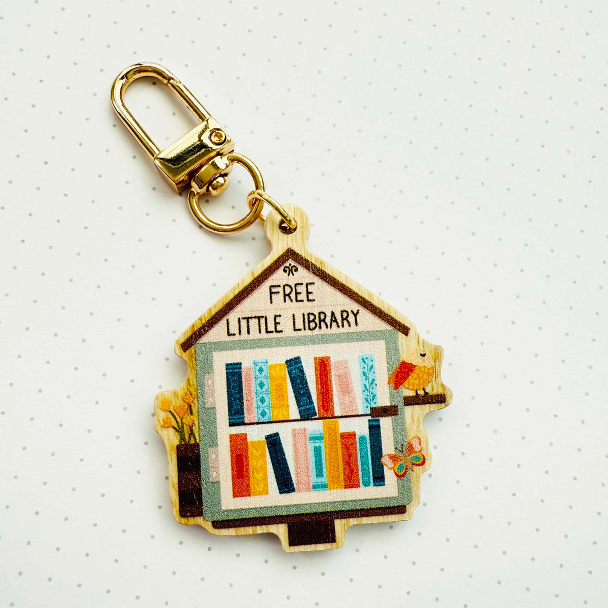 Keychain Library Portland Little Library Wooden Keychain, Book Lover Wooden Keyring for your Keys ...