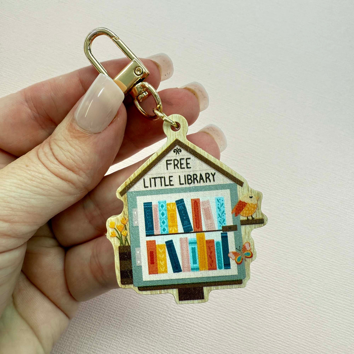 Keychain Library Little Library Wooden Keychain, Book Lover Wooden Keyring for your Keys ...