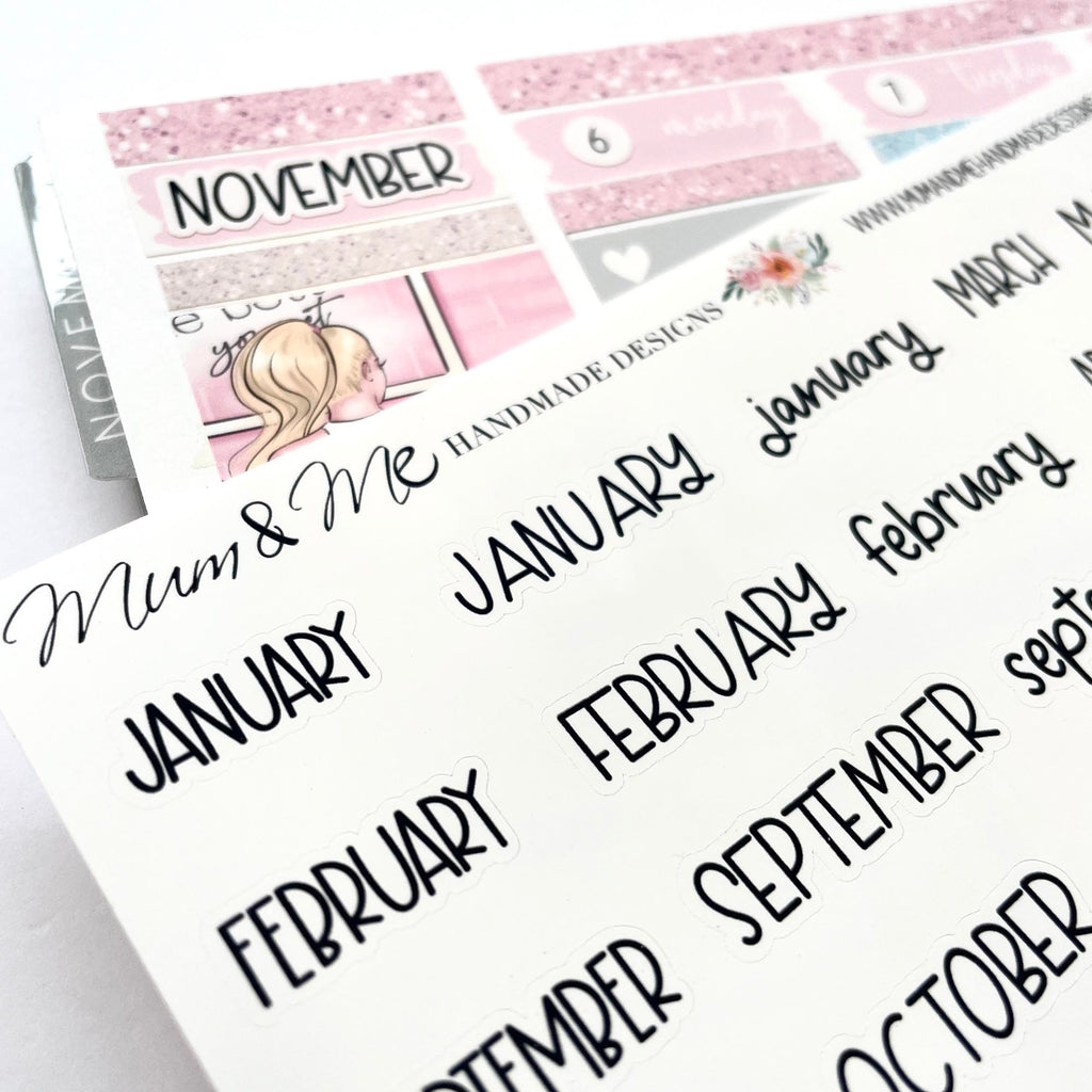 Month Script Month of the Year Stickers, Month Scripts for Planners such as Happy ...