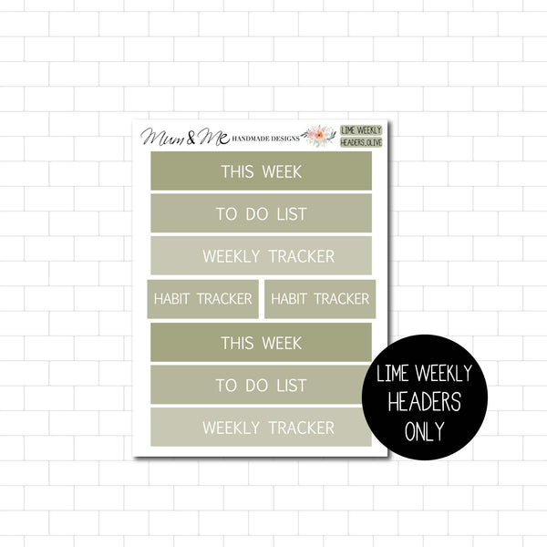 Stickers: Lime Weekly Headers 2