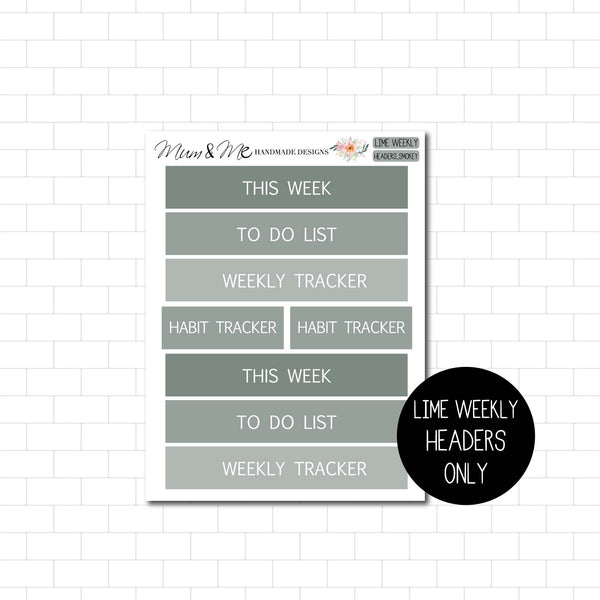 Stickers: Lime Weekly Headers 2