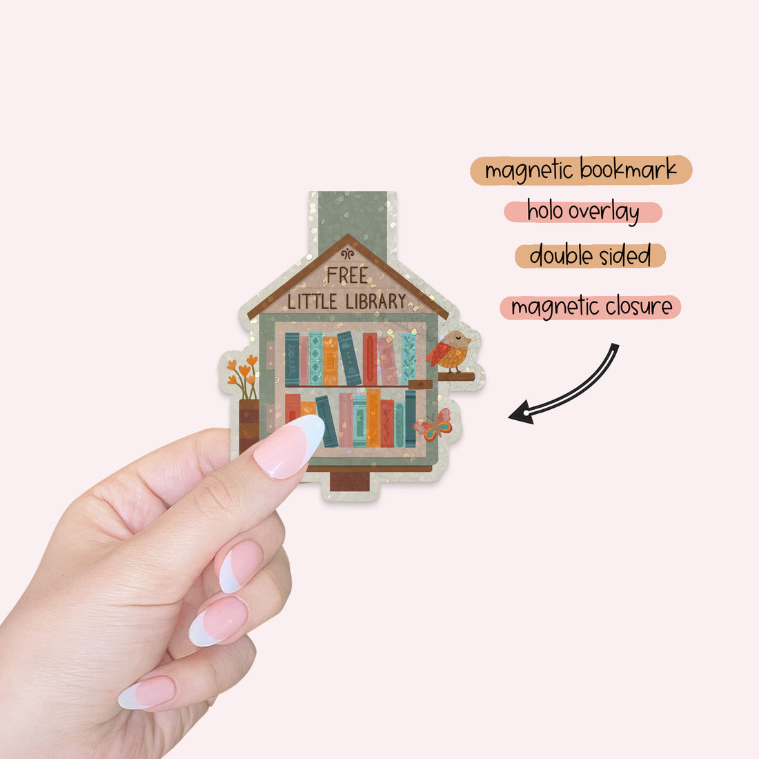 Little Library Magnetic Bookmark for the Book Lover, Illustrated ...