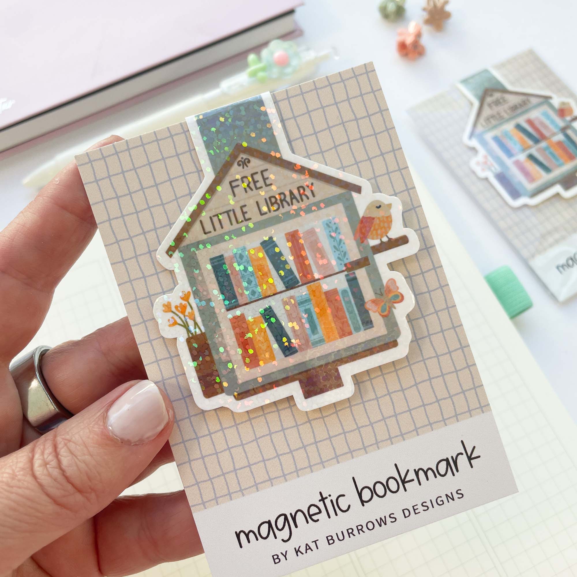 Little Library Magnetic Bookmark for the Book Lover, Illustrated ...