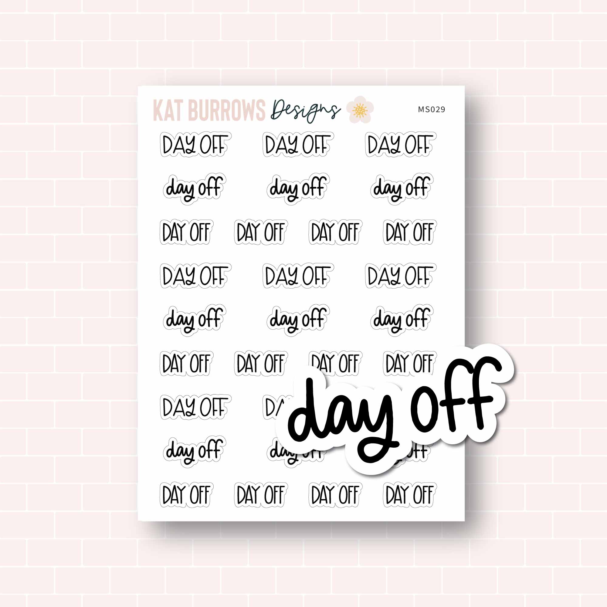 Day Off Script Planner Stickers, Day Off Script Word Stickers, Script ...