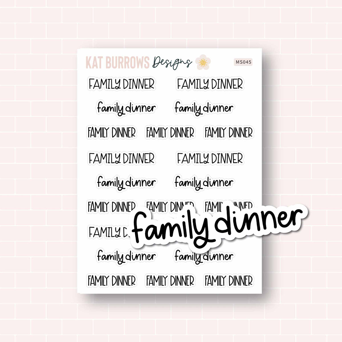 Family Dinner Script Planner Stickers, Dinner Script Word Stickers ...