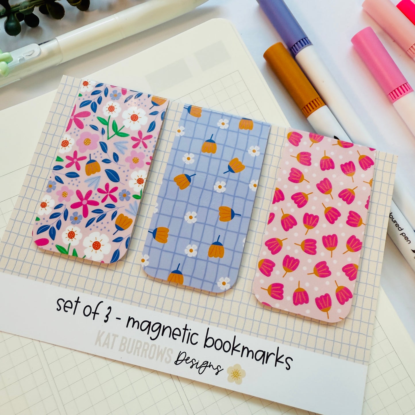 Magnetic Bookmark: Set of 3 Blooms